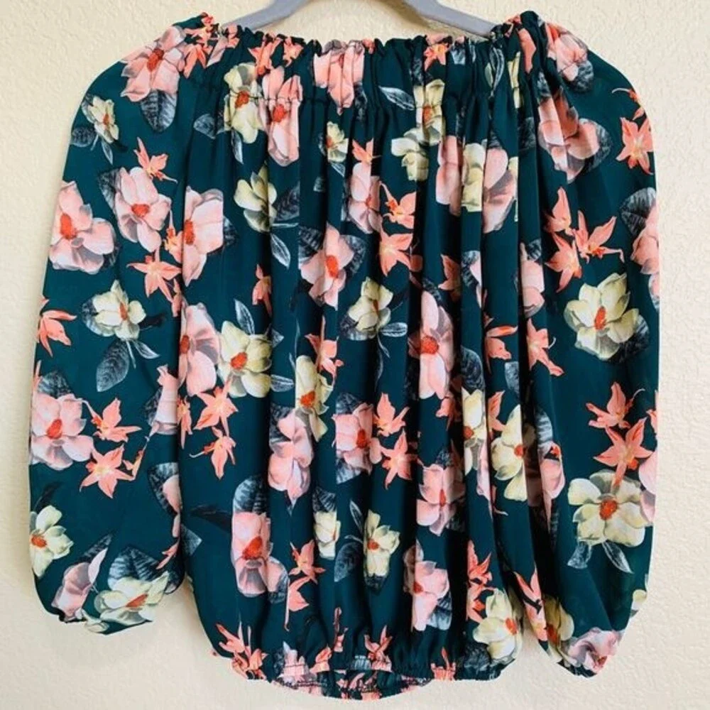 Philosophy Green top women Floral Off The Shoulder Blouse size XS